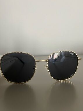 Quay Australia Gold Frame Black Lens Women's Sunglasses